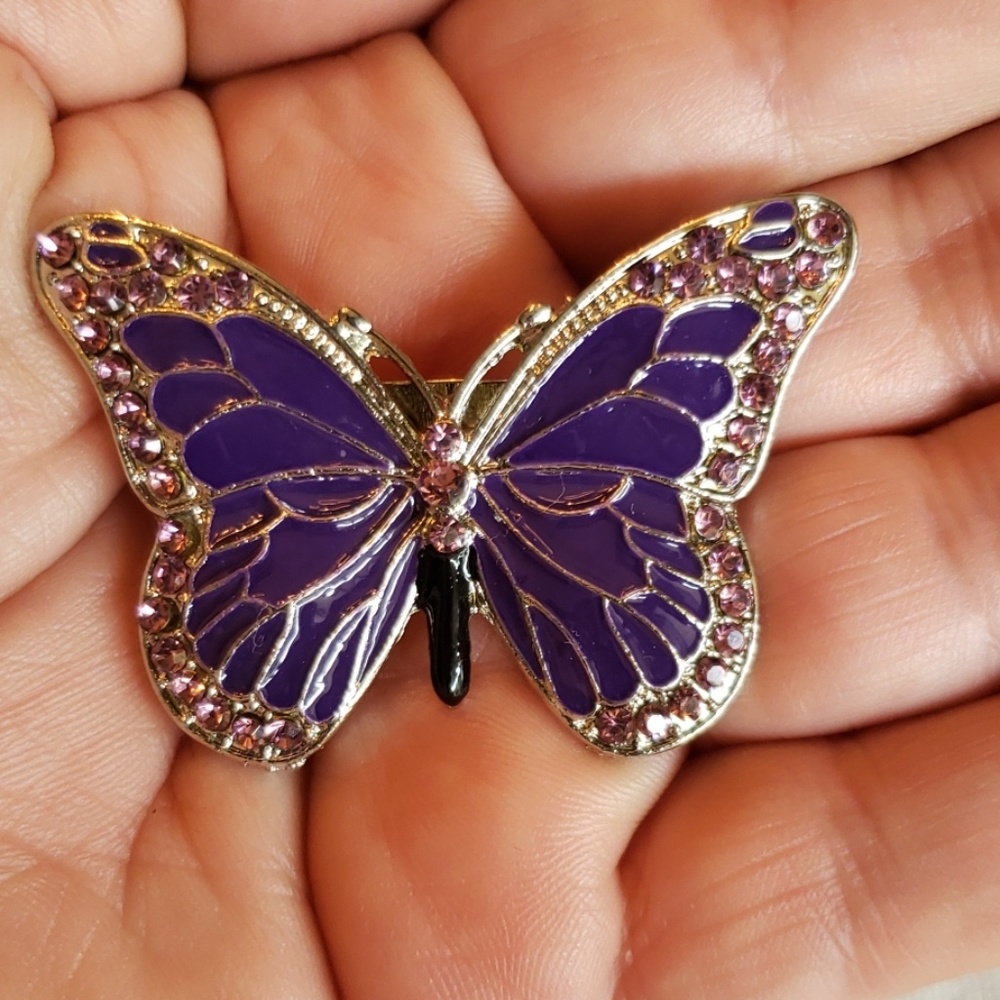 Purple Rhinstone  butterfly brooch